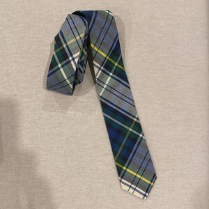 Boys Crewcuts Kids Size 8-16 52” Length Tie in Green and Blue Tartan